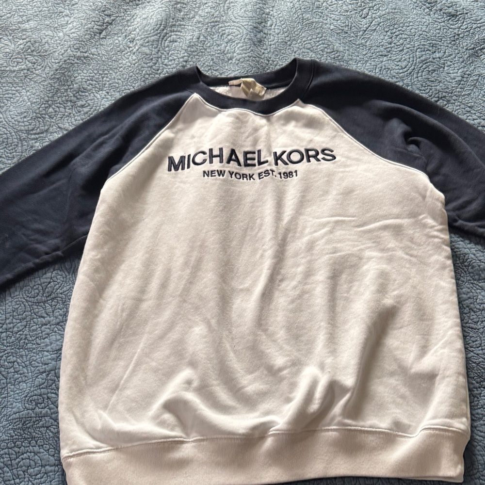 Michael Kors Men's Black and White Crewneck Sweater